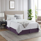 Nestl Dark Purple Full XL Bed Skirt - Full XL Size Bed Skirt 14 Inch Drop - Brushed Microfiber Bed Skirts - Hotel Quality Pleated Bed Skirt - Shrinkage & Fade Resistant