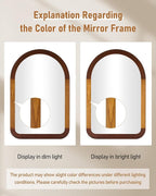 Arched Mirror 24 x 36 Inch,Brown Wood Rustic Bathroom Tempered Wall Mirror with Wood Frame,Round Corner Arch Farmhouse Wooden Vanity Mirror for Living Room,Entryway or Bedroom（Walnut Brown）