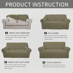 Easy-Going Stretch Sofa Slipcover 1-Piece Sofa Cover Furniture Protector Couch Soft with Elastic Bottom for Kids, Polyester Spandex Jacquard Fabric Small Checks (Sofa, Khaki)