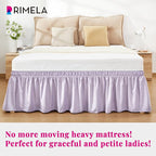RIMELA Lavender Purple Bed Skirt Queen Size 18 Inch Drop, Wrap Around Elastic Bedskirt, Dust Ruffle for Adjustable Bed Base Machine Washable Easy to Install Bed Skirts