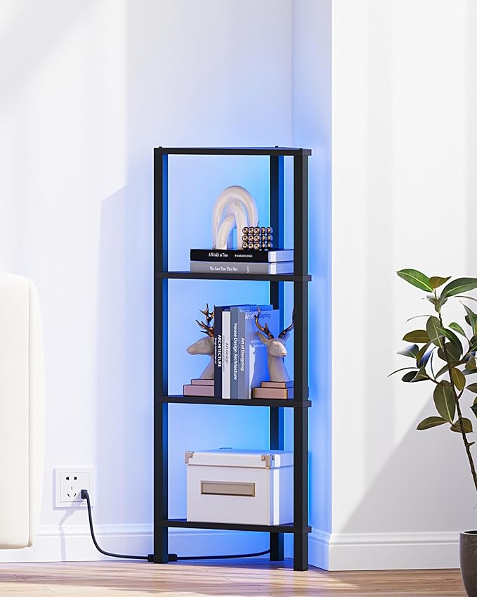 TUTOTAK Corner Shelf, 4-Tier Corner Bookshelf