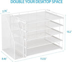 AUPSEN Desk Organizers and Accessories, 5-Tier Desktop Paper File Organizer with Removable File Holder, Desk Accessories & Workspace Organization for Home Office Supplies (White)