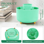 KONVINIT Pencil Pen Holder for Desk, 5 Slots 360-Degree Rotating Desktop Organizer, Cute Desk Organizers and Accessories for School, Home, Office and Art Supply, Mint Green