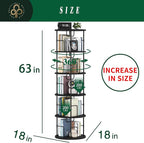 5Tier Rotating Bookshelf, Spinning Bookshelf Tower, 360 ° Display Space Saving