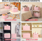 ICERZCZ Storage Baskets for Organizing Shelves, Pink Basket for Nursery, Woven Cotton Rope Baskets for Storage, Towel Basket for Bathroom, 15"x11"x9.5", 3 Packs, Light Pink