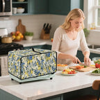Lemon Floral Robin Bird Print Microwave Oven Dust Cover Heavy Duty Microwave Oven Grill Cover Dustproof Kitchen Machine Covers Case Protections for Toaster Oven, M