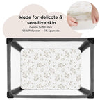 Yoofoss Pack and Play Sheets Fitted, Mini Crib Sheets 2-Pack for Pack N Play Mattress, Stretchy Playard Sheet, Soft and Breathable Brown+Leaf