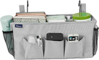 Surblue Bedside Organizer with Hook Bedside Caddy Hanging Storage Bag with Adjustable Straps and Water Bottle Holder for Home College Dorm Bunk Bed Accessories, Hospital Bed,Lightgrey
