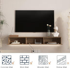 KEIKI 65" Floating TV Stand Wall Mounted with 16 Color LEDs & Power Outlets for TVs Up to 70 Inch, Wooden Media Console Entertainment Center Television Table Cabinet for Living Room, Bedroom