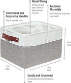 DECOMOMO Storage Bins, Large Fabric Storage Baskets for Shelves, Decorative Linen Closet Organizer, 15 x 11 x 9.5 inches (Grey & White, 4 Pack)