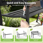 Garden Bench, Outdoor Benches, Iron Steel Frame Patio Bench