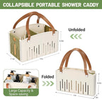 Portable Shower Caddy Collapsible Plastic Shower Basket Tote with Handles Removable Divider, Cleaning Caddy Storage Organizer for Bathroom College Dorm (Green)