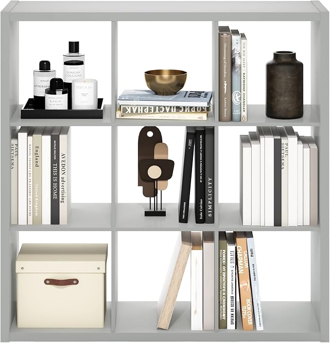 Furinno Cubicle Open Back Decorative Cube Storage Organizer, Light Grey