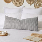 Kevin Textile 14x36 Inch Long Lumbar 1 Pack Boho Decorative Throw Pillow Cover Soft Striped Corduroy Rectangle Cushion Case Farmhouse Solid Color Accent for Living Room Couch Sofa Bed, Light Grey