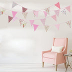 Zwiebeco 39Ft Pink Floral Fabric Bunting Banner Triangle Flag Party Decorations Hanging Cotton Rustic Vintage Flowers Garland Pennants for Wedding Birthday Tea Nursery Home Outdoor Garden Accessories