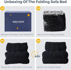 MAXYOYO Folding Sofa Bed, Convertible Chair with Pillow Foldable Couch with Back Support, Portable Fold Out Chair Bed Comfy Floor Sofa Lounge for Living Room Bedroom, Black, Single