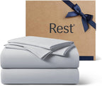 REST® Evercool®+ Cooling Sheet Set, Queen Size, Light Gray, Breathable Bed Sheets for Hot Sleeper and Night Sweats, with Pillowcases, with Ionic+ Self-Cleaning Silver Yarn for Sensitive Skin, 4PCS