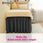 RIMELA Dorm Bed Skirt Twin XL 32 Inch Drop, Easy to Install Extra Long Wrap Around Elastic Dust Ruffle, Dark Grey Bedskirt Solid Silky Fabric Machine Washable (Twin XL 80“L x 39”W & Twin 75“L x 39”W)