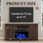 AMERLIFE Fireplace TV Stand with Sliding Barn Door for TVs up to 73", Farmhouse 63" Fireplace Entertainment Center with Storage Cabinets/Adjustable Shelves, Reclaimed Barnwood