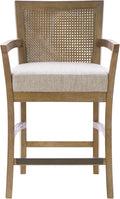 Madison Park Bar Stool with Rattan Back, Wood Counter Height Barstools
