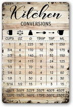 Farmhouse Rustic Kitchen Signs Wall Decor Funny Kitchen Conversion Chart Metal Tin Sign Rustic Style Pantry Home Decor 8x12 Inch