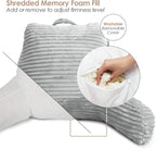 Hearth & Harbor Reading Pillow for Bed Adult – Back Pillow for Sitting in Bed, Standard Bed Pillows for Sitting Up in Bed, Foam Bed Chair Pillow, Light Grey Bed Rest Pillow