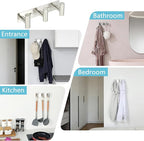 Alise Coat Hooks Hat and Coat Rack with 3 Hooks Wall Mount Key Hooks for Robes, Bags, Keys, and Towels,SUS304 Stainless Steel Wall Hooks for Hanging,Self Adhesive or Drilling Mounted,Brushed