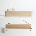 Kazai. Wall-Mounted Coat Rack 'Toke' - Modern Design Coat Rack with Hidden Wall Hooks - Solid Wood Veneer Panel Coat Hanger - Oak, White