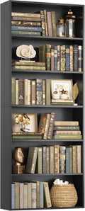 FOTOSOK 6-Tier Open Bookcase and Bookshelf, Freestanding Display Storage