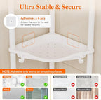 Lifewit Floor Standing Shower Caddy Corner, 4 Tier Plastic Shower Stand Rack with Adjustable Feet and Hooks, Rustproof Bathroom Shelf Organizer, White, 34 x 24 x 107 cm/13 x 9.5 x 42 inch