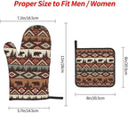Vintage Rustic Oven Mitts and Pot Holders Sets of 3 Heat Resistant Hot Pads Bear Mountain Oven Gloves for Kitchen Cooking BBQ Baking