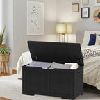 Timberer 31.5" Storage Chest, Wooden Storage Bench, Lift Top Toy Chest with 2 Safety Hinges, Large Toy Box, Entryway Shoes Bench for Living Room, Bedroom, Black