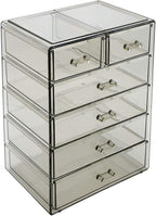 Sorbus Acrylic Makeup Organizer Set, 6-Drawer Vanity & Countertop Cosmetic Storage with Small & Wide Drawers, Black Jewel Makeup Storage for Brushes, Lipsticks, Jewelry, Holiday Gift for Women & Teens