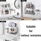 Shower Caddy Shelves Organizer Rack, 3 Pack Shower Caddy with Soap Holder, No Drilling Wall Mounted Self Adhesive Shower Shelves for Inside Shower, Paint Nickel