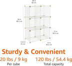 Amazon Basics Cube Wire Grid, 6-Cube, 12 x 12-Inches, White | Stackable, Storage Shelves