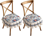 patdrea Pack of 2 Chair Cushions for Dining Chairs with Ruffled, Blue Floral Ivar Seat Cushion with Ties,Non Slip Chair Pads Decor for Bar Stool Cushions, Indoor Kitchen Chairs, 17.7"x17.7"