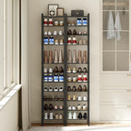 YATINEY 12-Tier Narrow Shoe Rack, Tall Shoe Rack for 12-24 Pairs, Slim Shoe Storage Organizer with Wooden Top, Space Saving, Metal Frame, for Entryway, Black SS61BB