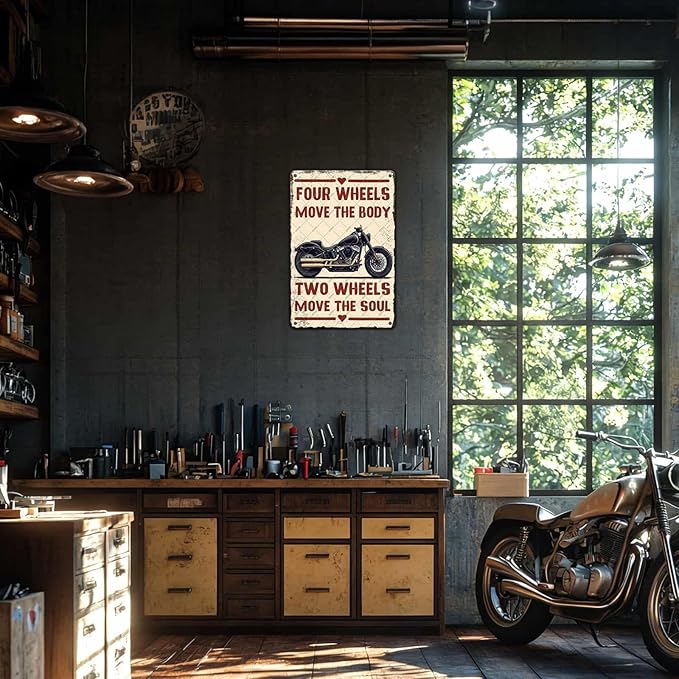 Motorcycle Metal Sign The Secret Of Life Just Enjoy The Ride Tin Poster Motorcycle Wall Decor Home Garage Kitchen Bar Man Cave Office Bedroom Boyroom Decor 12x16 Inch