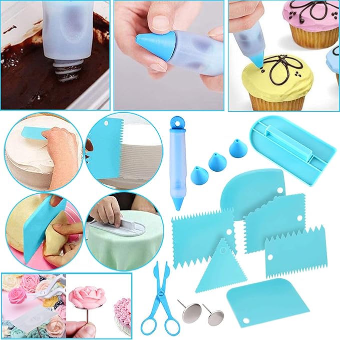 Makmeng Cake Decorating Tools Supplies Kit - 368Pcs Baking Supplies with Storage Case for Beginners - Icing Piping Bags and Tips Set For Cookies, Cupcake & Cake Frosting Fondant Decorating