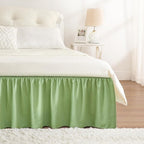 RIMELA Light Green Bed Skirt Queen Size 15 Inch Drop, Elastic Bed Skirting, Bedding Dust Ruffle Easy to Install, Wrap Around Bedskirt, Bedroom Decor