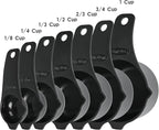 Measuring Cups and Spoons Set 15, Black Dry & Liquid Plastic Measuring Cups and Spoons, Metric & US 7 Measure Cups & 7 Measure Spoons for Kitchen & Baking