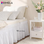 RIMELA Dorm Bed Skirt Twin XL 18 Inch Drop, Extra Long Wrap Around Elastic Bed Skirts Easy to Put On Twin Size Dust Ruffle, White Bedskirt for Adjustable Bed Base Solid Silky Fabric Machine Washable