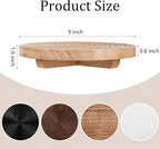 Round Decorative Tray Farmhouse Bathroom Decor Wood Riser Kitchen Countertop Organizer for Perfume, Candle, Plant, 9 inch Burlywood
