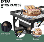 WildFinder Folding Table, 2x1.3 FT Camping Table with Mesh Desktop,Folding Grill Table with Mesh Bag,Portable Outdoor for Picnic,Camping,BBQ,Beach(Black)