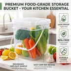 DEMORA 1.3Gallon Food Grade Square Plastic Bucket with Lid, Clear Airtight Storage Container, Reusable Pail for Kitchen Food Water Ice Cream Household Use 4Pcs (2 White+2 Transparent)