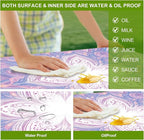 Mandala Picnic Table Cover with Bench Covers Set of 3-Purple White Ethnic Pattern,Elastic Fitted Tablecloth for 6 Ft Tables, Washable Polyester Cover for Camping, Indoor & Outdoor