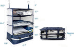 Grand Fusion Stow-N-Go Packing Organizer for Luggage, Portable Hanging Travel Shelves, Carry-On Closet, Hanging Packing Cubes, Collapsible Carry-On Organizer for Cruises & Hotels. Blue - XL