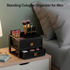 Cologne Organizer for Men,Cologne Stand with 2 Drawer,Nightstand Organizer,Cologne Shelf,Dresser Drawer Organizers,Organizador de Perfumes,Perfume Stand Organizer for Bedroom,Three Layer