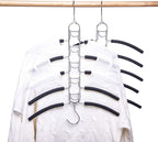 Nature Smile 2 Pack 5 in 1 Anti Slip Clothes Hangers,Space Saver Magic Metal Hangers,Multi Layers Wardrobe Clothes Rack,Heavy Duty Metal Blouse Hanger Closet Storage Organizer