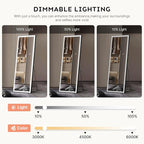 Kosmonia 56×18 LED Full Length Mirror with Lights - Wall Mounted Vertical Vanity Mirror for Bedroom & Bathroom, Full Body Backlit, Adjustable Brightness, Tempered Glass